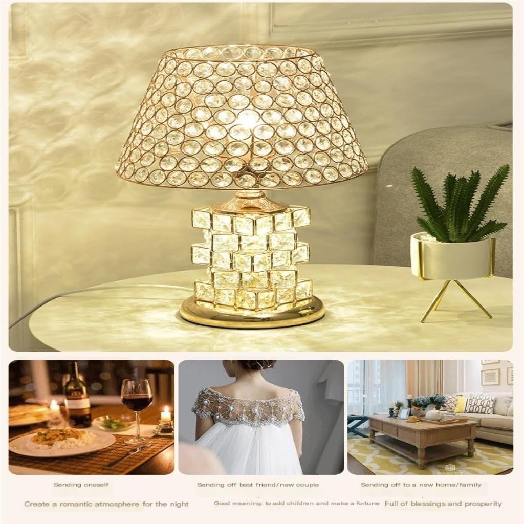 クリスタル電気スタンド 寝室 ベッドサイド照明 クリエイティブ 暖かいT